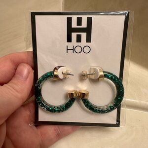 Green and Gold Hoop Earrings